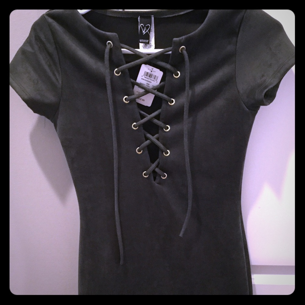 Olive Lace up dress